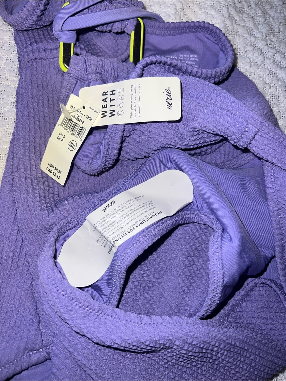 aerie Purple Textured One-Piece Cheeky Swimsuit w/ Halter Strap - Picture 5 of 5
